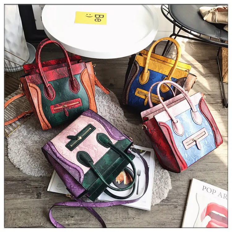 Leather Serpentine Handmade Luxury Patchwork Women Shoulder Bags Small Women Cross body bag snake skin women satchel bag (11)