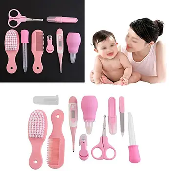 

10pcs Baby Infant Health Care Set Multi Functions Newborn Nose Cleaner Nails Clipper Tweezers Thermometer Kit Supplies