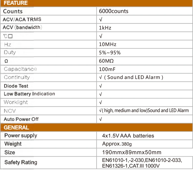 PEAKMETER мультиметр Вольтметр Амперметр PM18A с истинным RMS AC DC напряжение Сопротивление Емкость Частота Температура NCV тестер