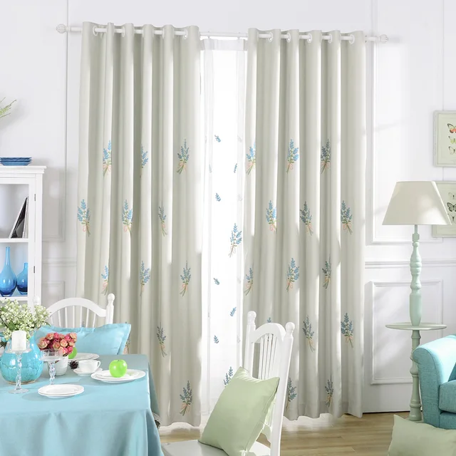 Bedroom Drapes Embroidery Fabric Drapes Blackout Door Curtains