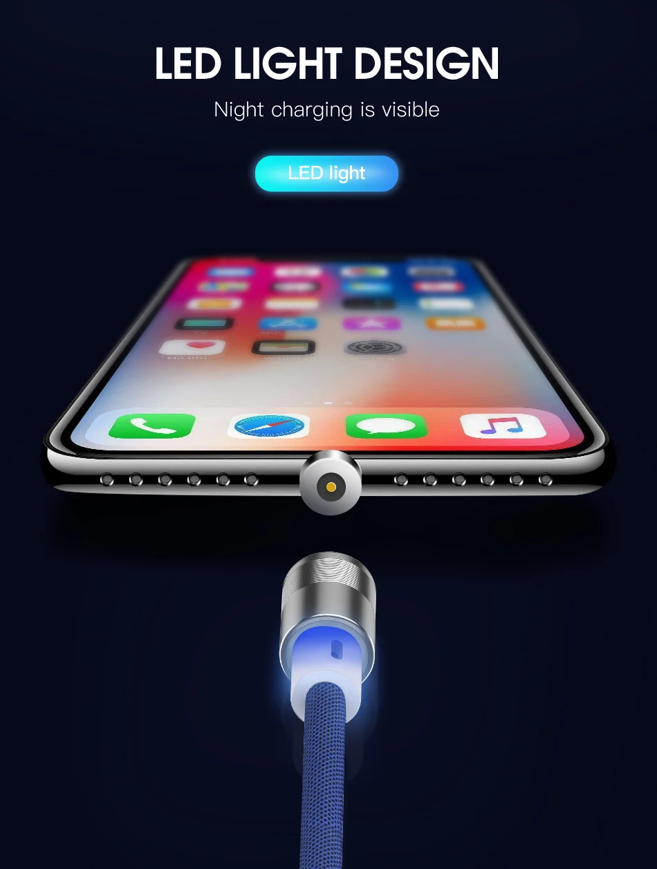 !ACCEZZ Magnetic Cable For Apple Micro USB Type C For iPhone X XS MAX XR 8 Samsung S10 S9 Fast Charging Phone Magnet Charger 1M (5)