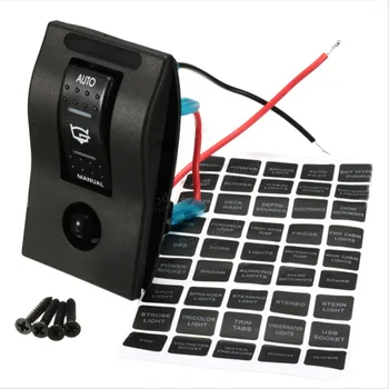 

12V Dual LED Rocker Bilge Pump Switch Panel Circuit Breaker Auto Off Manual