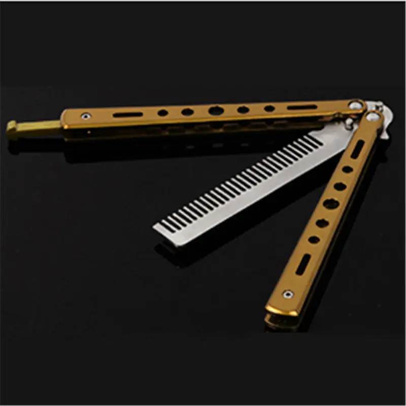Portable Travel Folding Blade Comb Practice Butterfly Knife Training