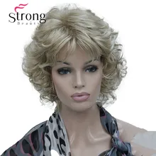 StrongBeauty короткий Мягкий Лохматый слоистый блонд микс полный синтетический парик вьющиеся женские парики