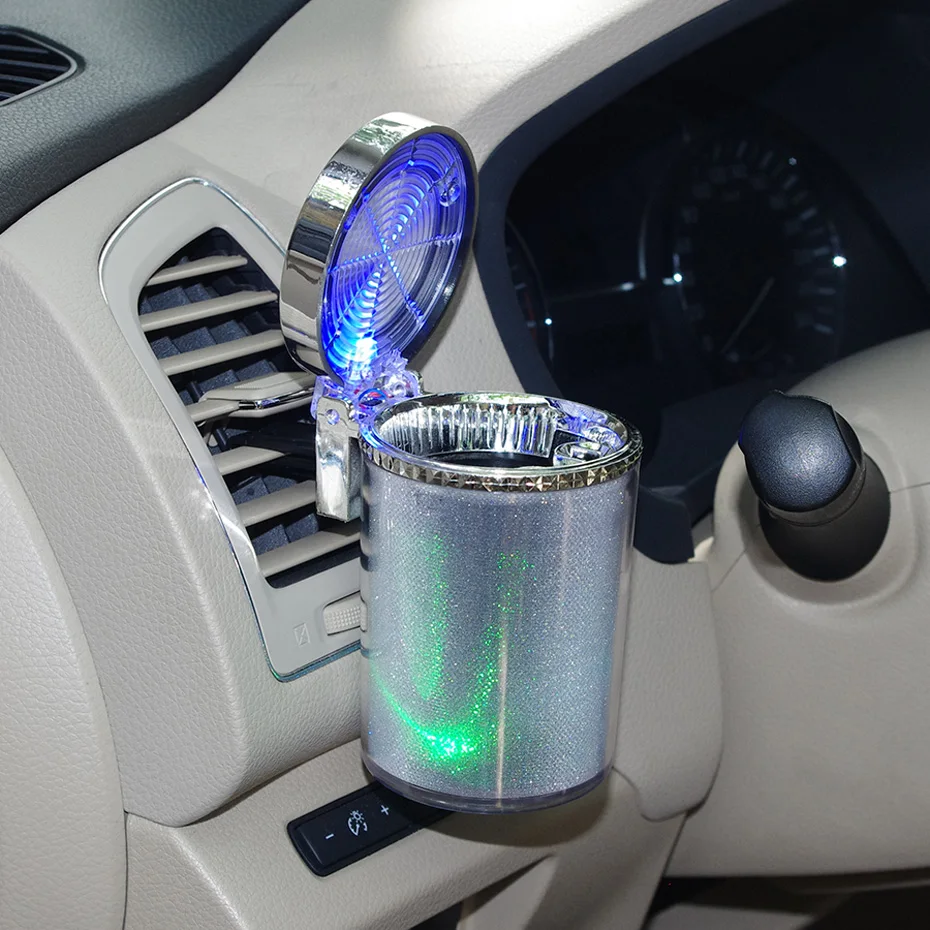 MUNSS Universal Car Ashtray With Colorful LED Light Portable Smokeless Ashtray Cigarette Holder Cup Car Interior Accessories  (17)