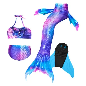

Hot Girls Fish Swimsuit Princess Ariel Sea Maid Clothes Kids Children Mermaid Tail For Swimming Cosplay Costume And Flippers Fin