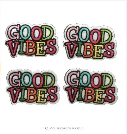 DD 10 шт./лот новые вышитые нашивки GOOD VIBES термоклейкая нашивка для одежды буквы
