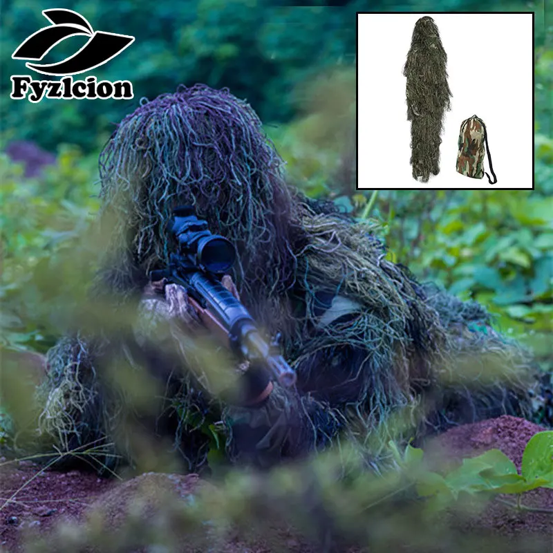 Tática de Camuflagem Triagem e Carrinho Ghillie Bionic Formação 3d Arco Caça Ghillie Terno da Árvore