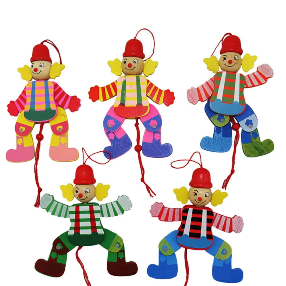 ̿̿̿(•̪ )Wooden Pull String ̿̿̿(•̪ ) Clown Clown Dancing Puppet Toy Arms