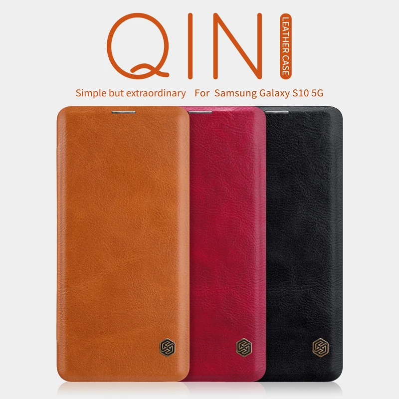 NILLKIN QIN Series откидная крышка для samsung Galaxy S10 5G из кожи ПУ и ПК задняя с кармашком карт