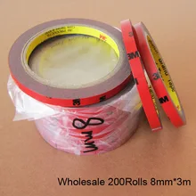 200 рулонов/лот 3 м Авто Грузовик автомобиля стикер акриловая пена двухсторонняя прикрепление сильная клейкая лента 8 мм(Ш)* 3 м(л) CP08