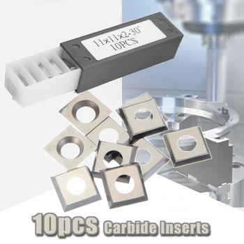 

10pcs 11mm Square Carbide Insert Cutter 4-Edge 35 Degrees for Woodworking Turning Tools