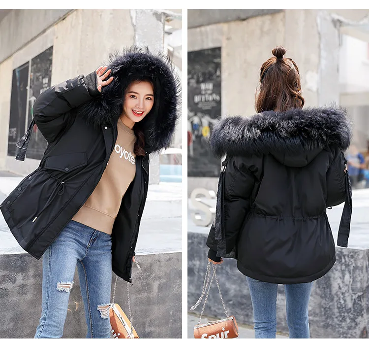 Модное пальто с большим мехом осенне-зимняя куртка для женщин теплая куртка с капюшоном свободная хлопковая стеганая куртка, пальто женские толстые пуховики верхняя одежда