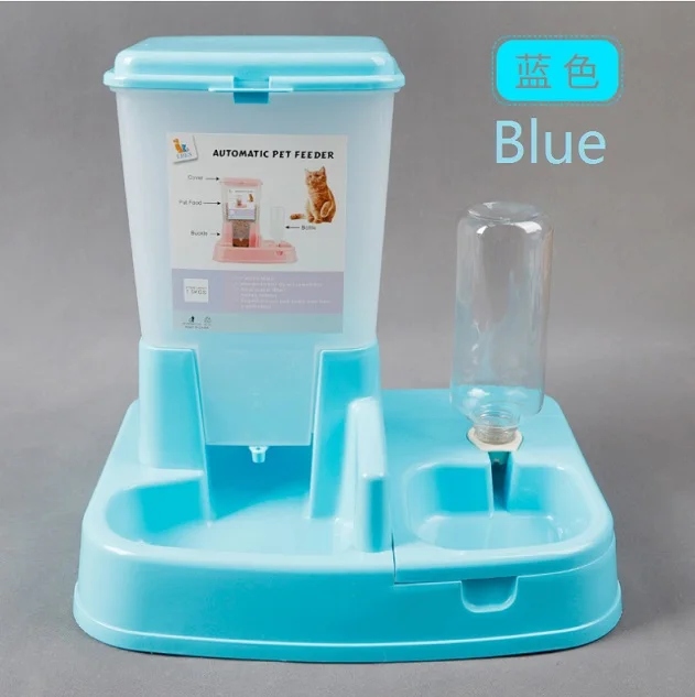 5 шт. набор 2 в 1 автоматическая кормушка для собак кошек поилка для собак вода для питья кошек Кормление большой емкости дозатор для домашних животных кошек собак - Цвет: Синий
