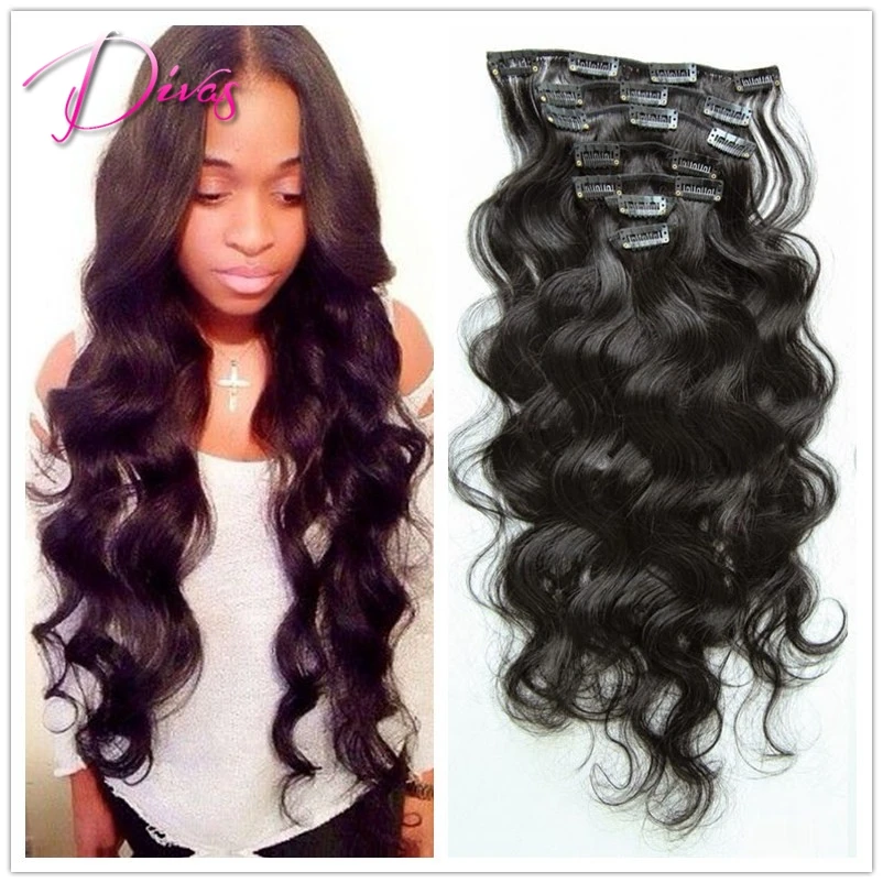 New arrival high quality 6A body wave clip in human font b hair b font extension