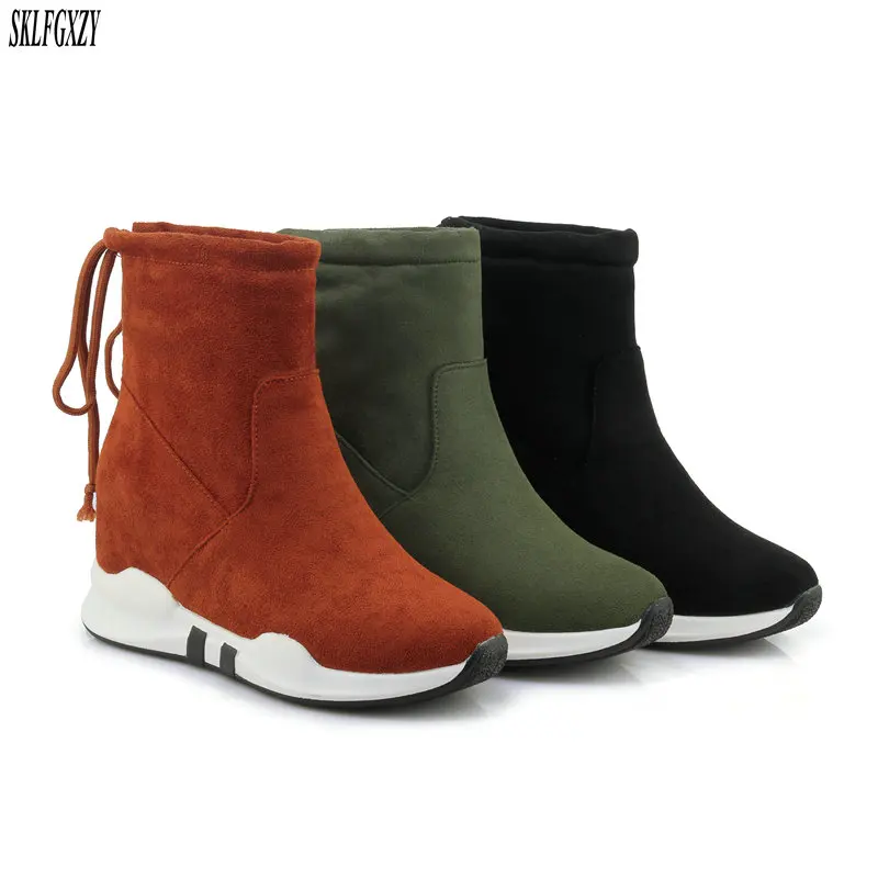 

SKLFCXZY New arrival winter plush snow boots comfortable thermal boots rear ribbon warm women shoes large size 34-45