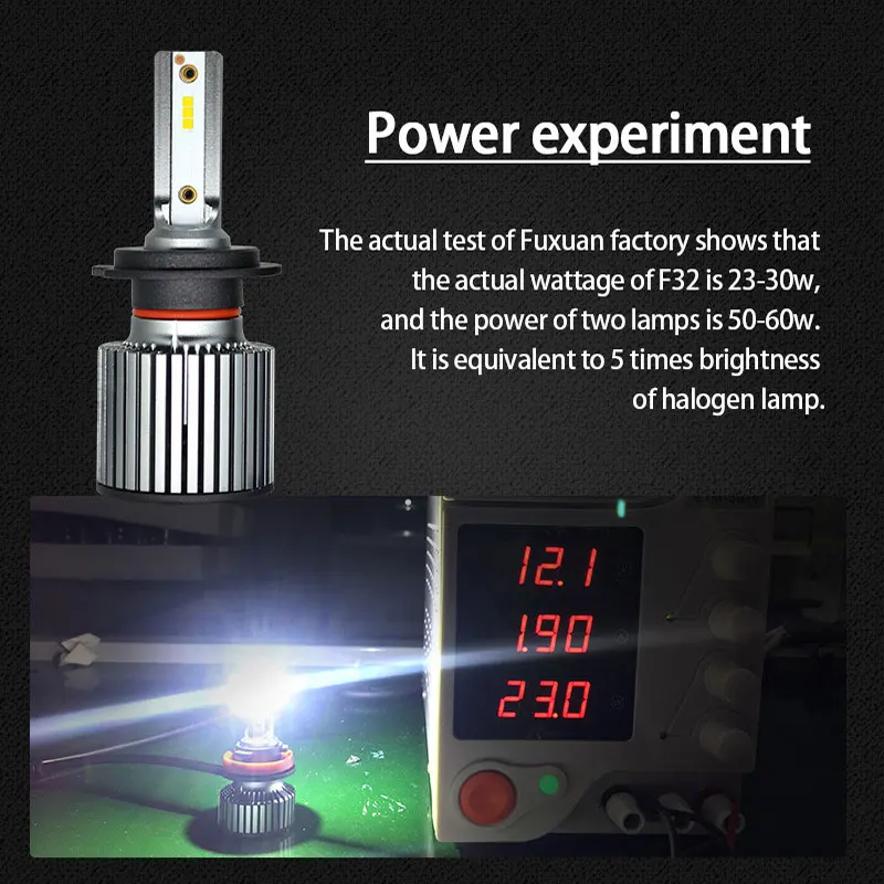 Fuxuan 2PCS H4 Led H7 LED H1 H11 H9 H8 9005 HB3 H10 9006 HB4 9012 6000K 30W 12V/24V Car Light Auto Headlight with Philips Chips