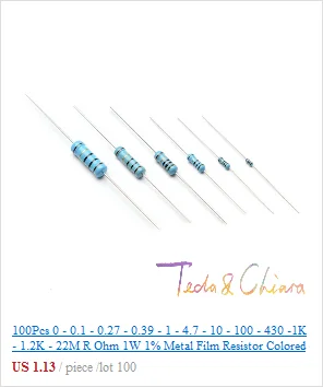 100 шт. 220R 240R 250R 220Ohm 240Ohm 250Ohm 220 240 250 R Ом 1/2W 0,5 W 1% металлического пленочного резистора Цветной кольцо резистора