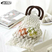 LUKATU соломенная сумка женская сумка новая горячая Лето полые тканые T праздник ручной работы хлопок веревка чистая пляжная сумка Bolsa