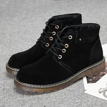 Модные черные ботинки на шнурках; Мужская классическая обувь из натуральной кожи нубук; мужские короткие однотонные зимние ботинки высокого качества