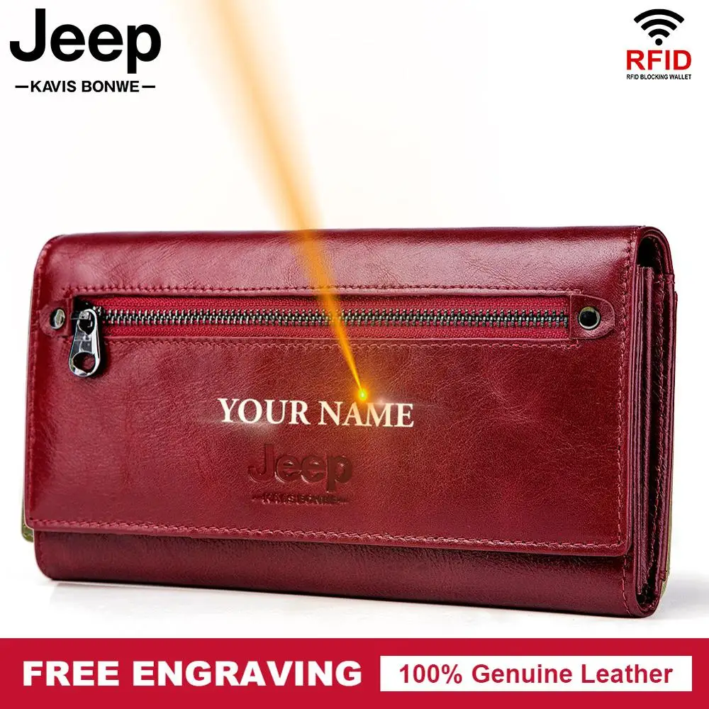 

Free Engraving 100% Genuine Leather Women Wallet Coin Purse Long Card Holder Clutch Lady PORTFOLIO Portomonee Red Handy Pocket