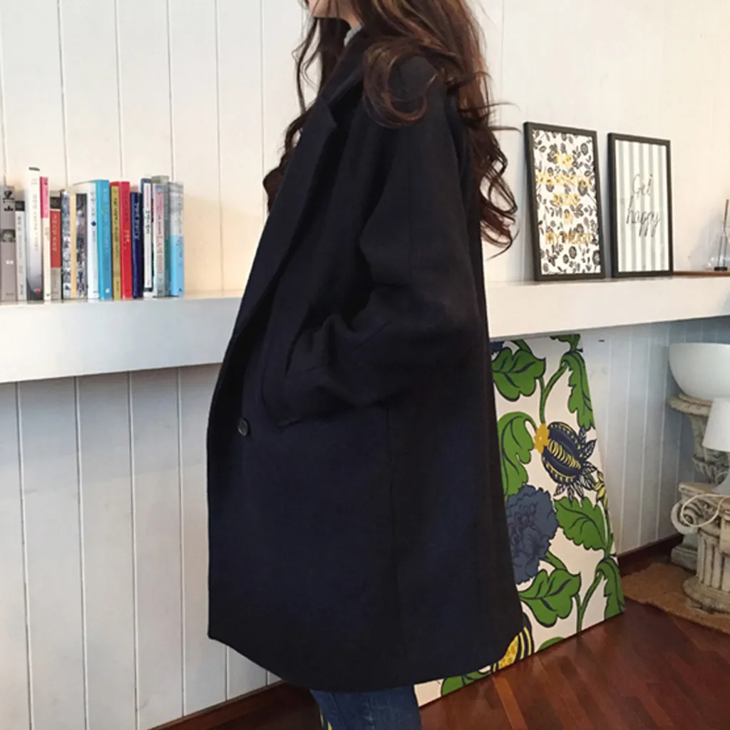 Femelle De Laine breasted Beige Longue Européenne Couleur D'hiver Manteau Solide 2019 Section Américaine Populaire Double Et Style Nouveau Printemps black qUwnInX01