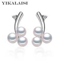 YIKALAISI, Стерлинговое Серебро 925 пробы, ювелирное изделие, новинка, натуральный жемчуг, ювелирное изделие, серьги-гвоздики, Пресноводный Жемчуг, серьги для женщин