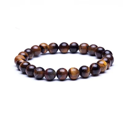 Natural Stone Beads Bracelets High Quality Tiger Eye Buddha Lava Round Beads Elasticity Rope Bracelets for women& men jewelry - Окраска металла: 15