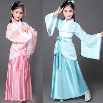 

Ancient Chinese Costume Kids Child Fairy Hanfu Dress Clothing Folk Dance Performance Chinese Traditional Dresses Wear DNV10716