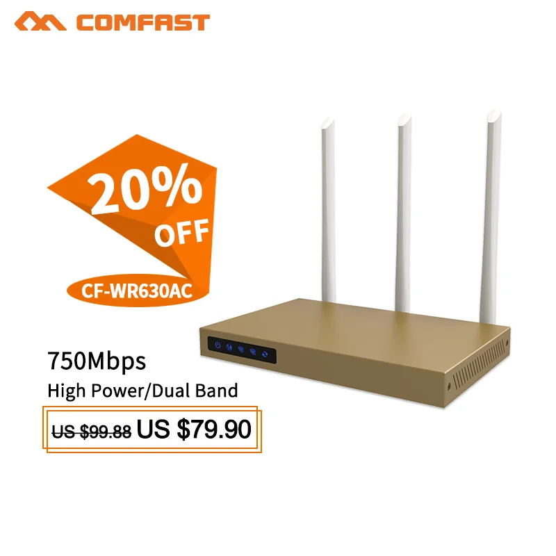 

COMFAST 750Mbps 5Ghz&2.4Ghz AC wifi router 500m sq wifi coverage high power wi-fi amplifier router with 3*6dBI antennas booster