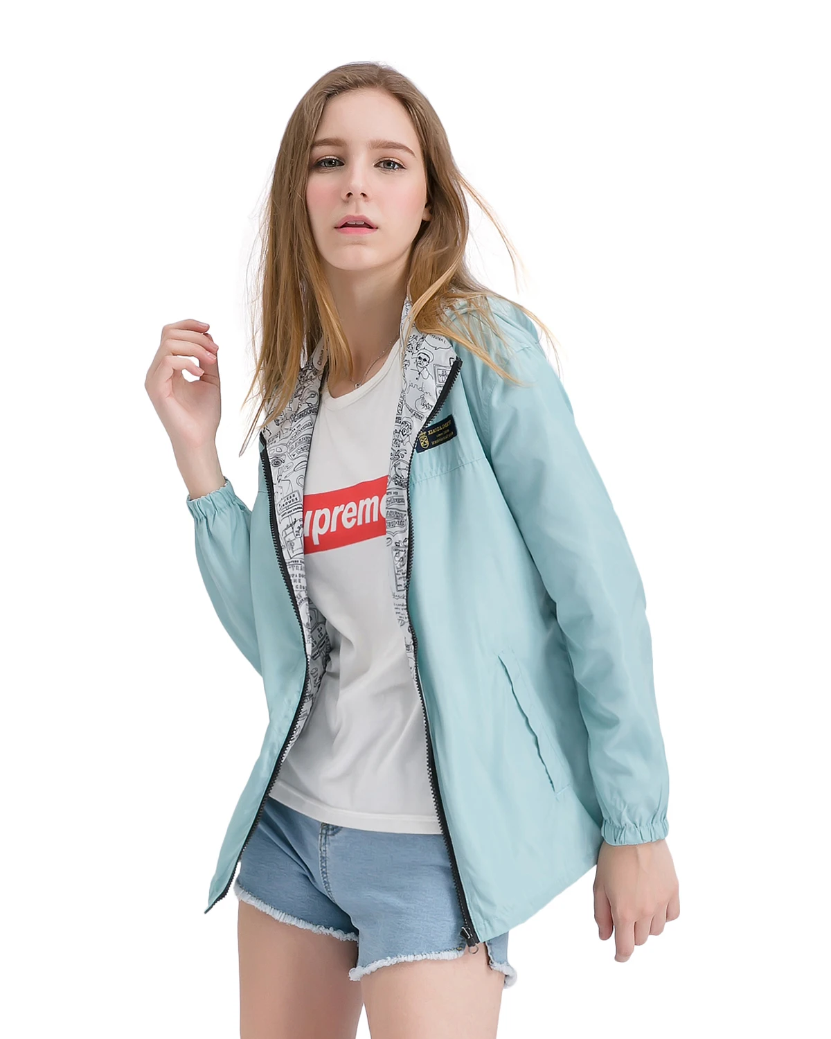 Wipalo 2018 New Reversible Hoodies Coat Female Zipper