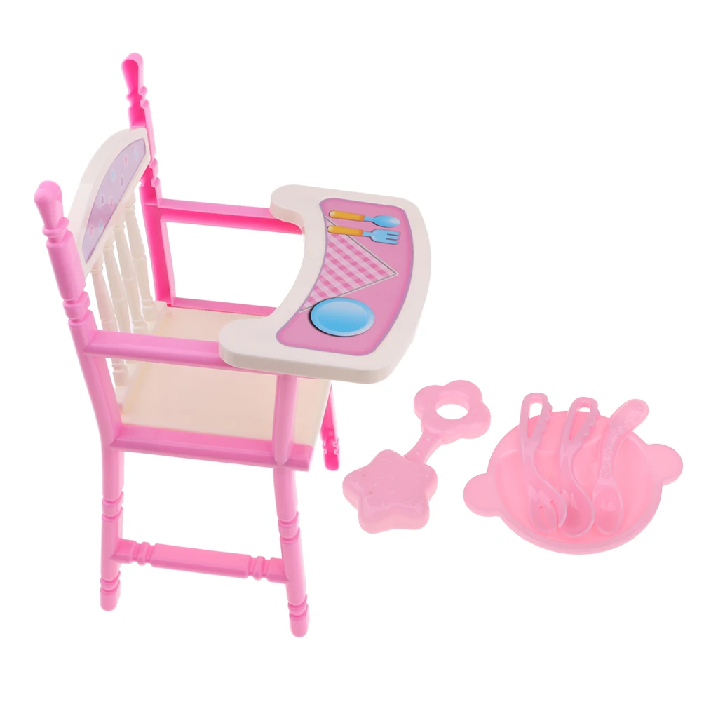2 Set Folding Baby Dining Chair Tableware Kit Simulation Furniture Toy Reborn Doll MellChan Baby Dolls Kids Children Role Play