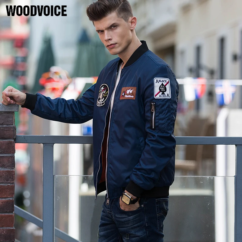 

Woodvoice US Air Force Pilot Ma1 Bomber Flight Jacket Men Varsity Pilot Outerwear Male Army Green Japanese Flight Coat Air Force