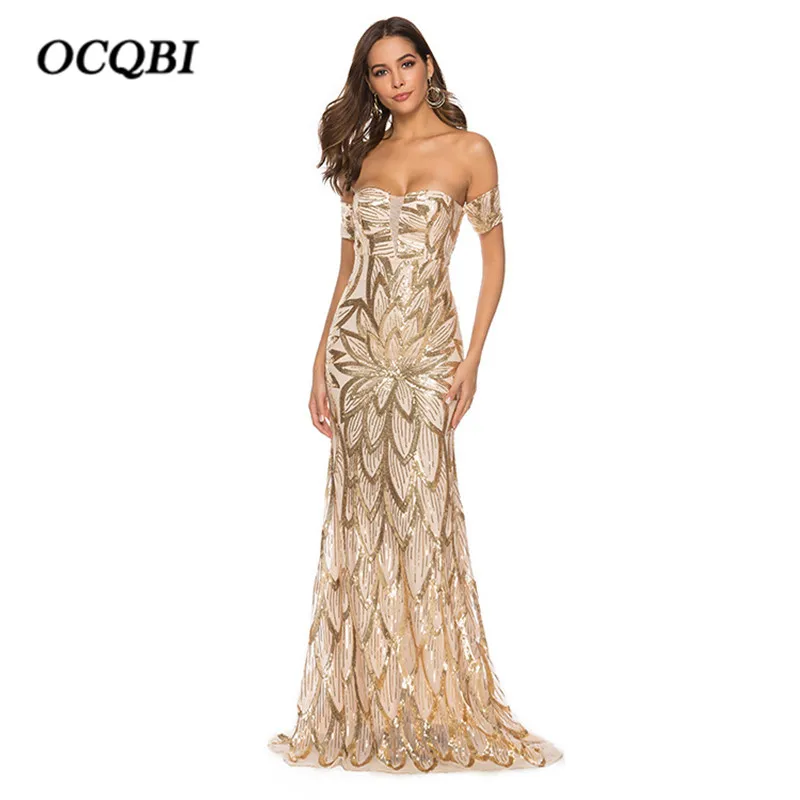 

Plus Size 2019 Women Summer Sexy Party Night Dresses Vintage Casual Elegant Bodycon Sequin Maxi Dress