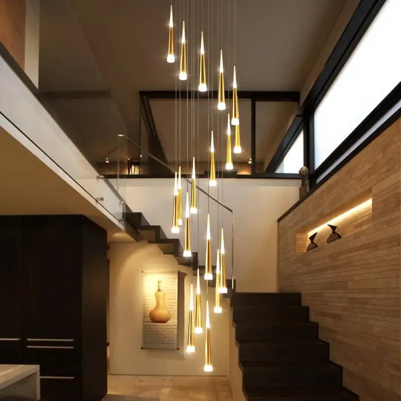 Европейский подвесной светильник с длинной лестницей, алюминиевый спиральный светодиодный подвесной светильник, подвесной светильник для лестниц, гостиничный светильник, светильник