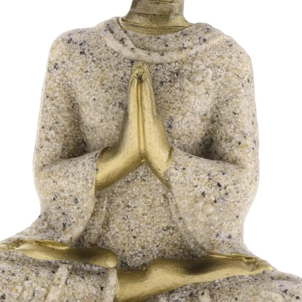 MagiDeal The Hue Sandstone meditación Buda estatua escultura hecha a mano figurita meditación miniaturas adorno estatua hogar D #3