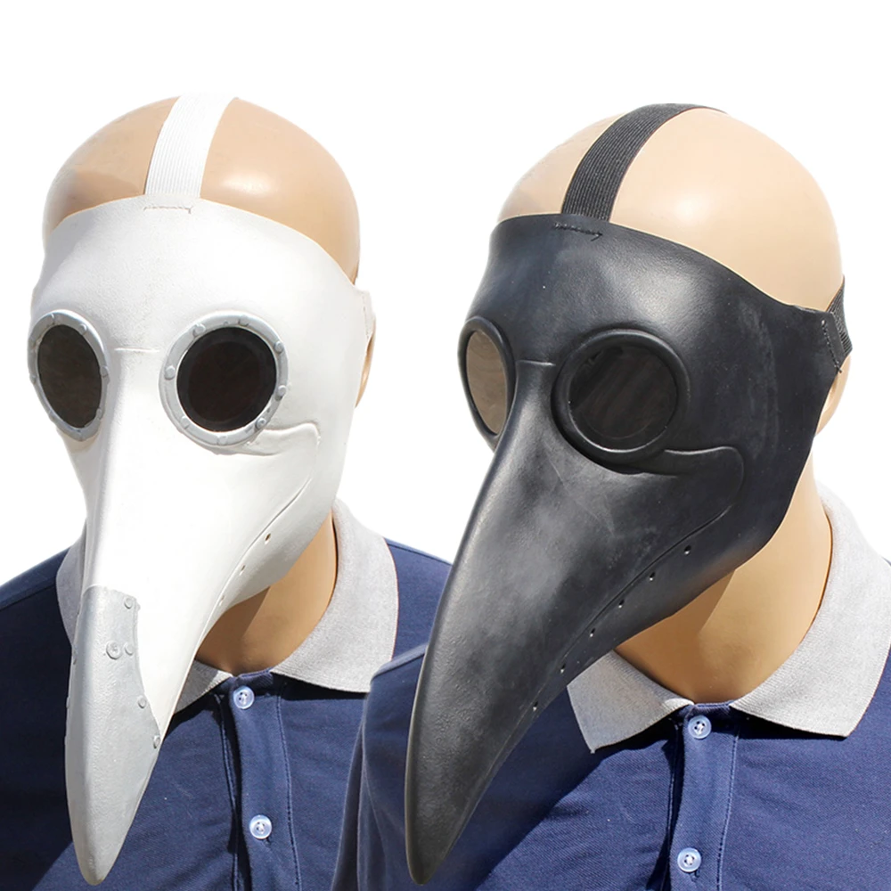 

Plague Doctor Cosplay Costumes Steampunk Bird Mask Beak Mask Punk Mask Mask Halloween Black and White Glasses Latex Crow Mouth