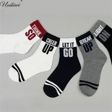 UNIKIWI Женские Унисекс новые бейсбольные носки с буквенным принтом. Шикарные хлопковые носки Харадзюку в стиле хип-хоп для скейтборда носки для пары, длинные носки, Meias