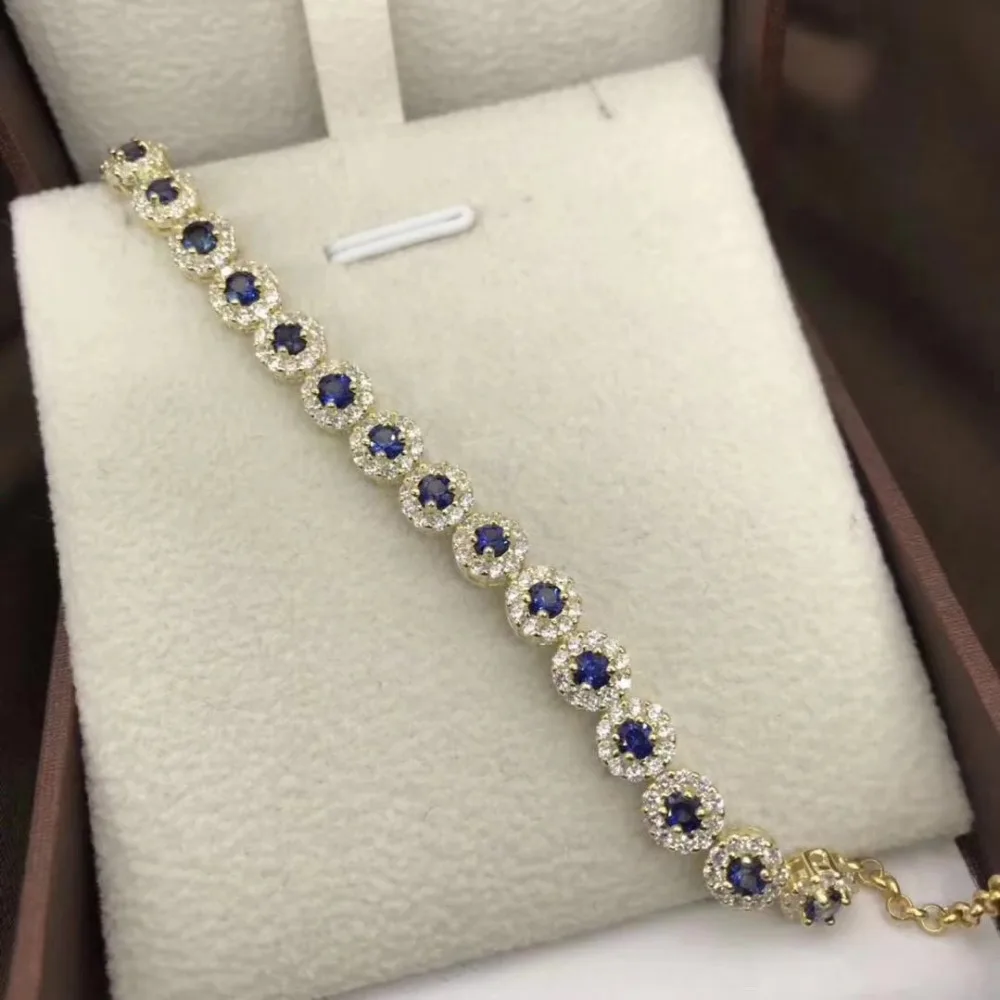 Верность натуральный 2,5 мм сапфир браслеты s925 стерлингового серебра элегантные ювелирные изделия подарок для женщин натуральный синий драгоценный камень