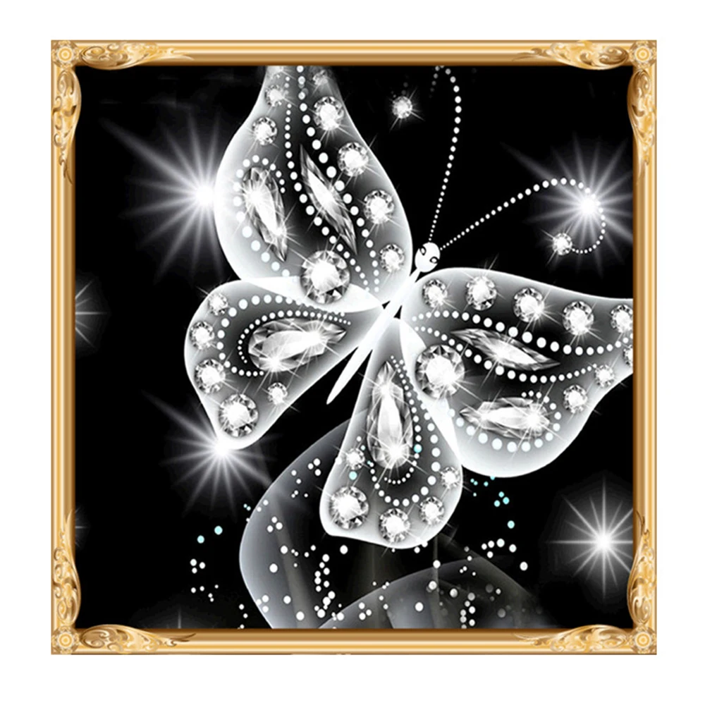 

New Full Square Diamond 5D DIY Diamond Painting "Black white Butterfly" Embroidery Cross Stitch Rhinestone Mosaic Painting