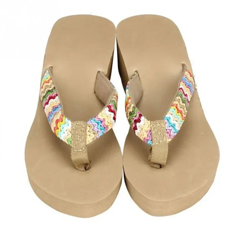 

Flower Print Casual Women's Slippers 2018 New Beach Platform Shoes For Woman Summer Cloth Plus Size 35-42 Females Flip Flops
