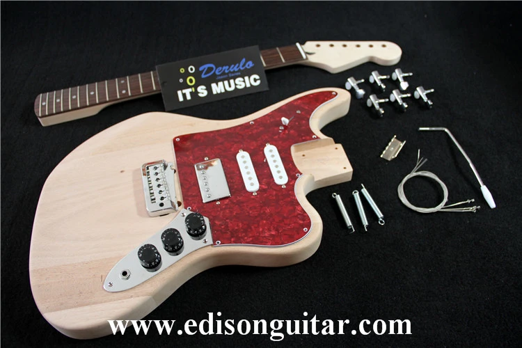 Derulo DIY Electric Guitar Kit Bolt On Neck Solid Mahogany Body & Neck MX 011in Guitar from