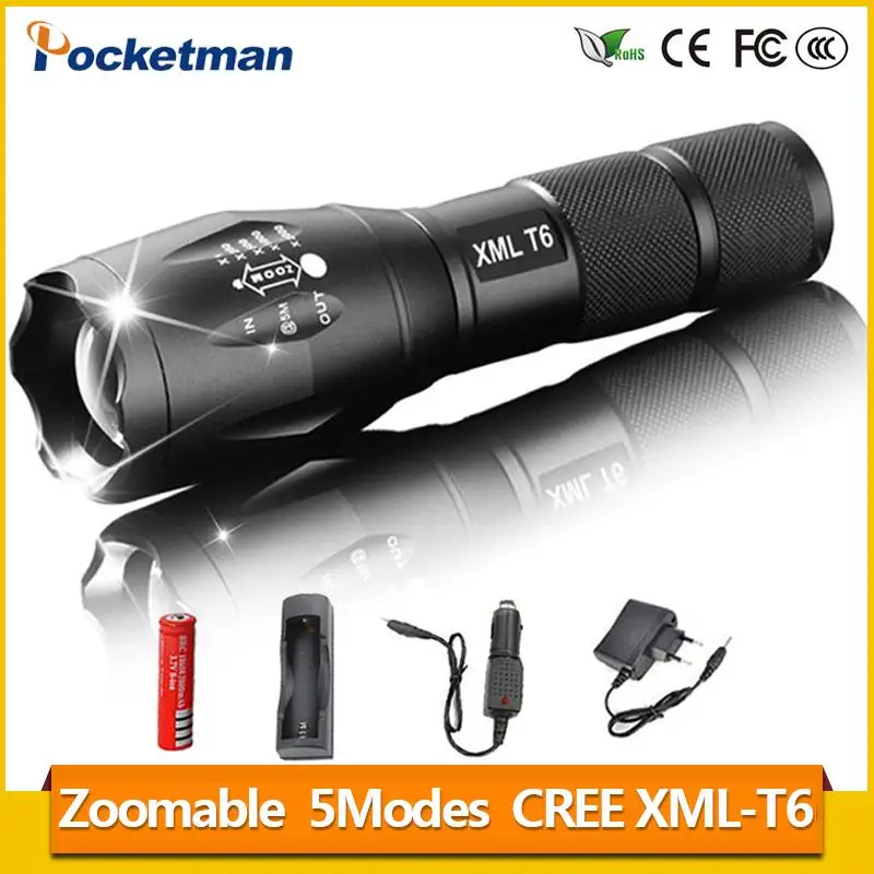 

2018 XM-L T6 LED Tactical Flashlight 3800LM Aluminum Torche Light Zoomable Flashlight Torch Lamp For 18650 Battery z94
