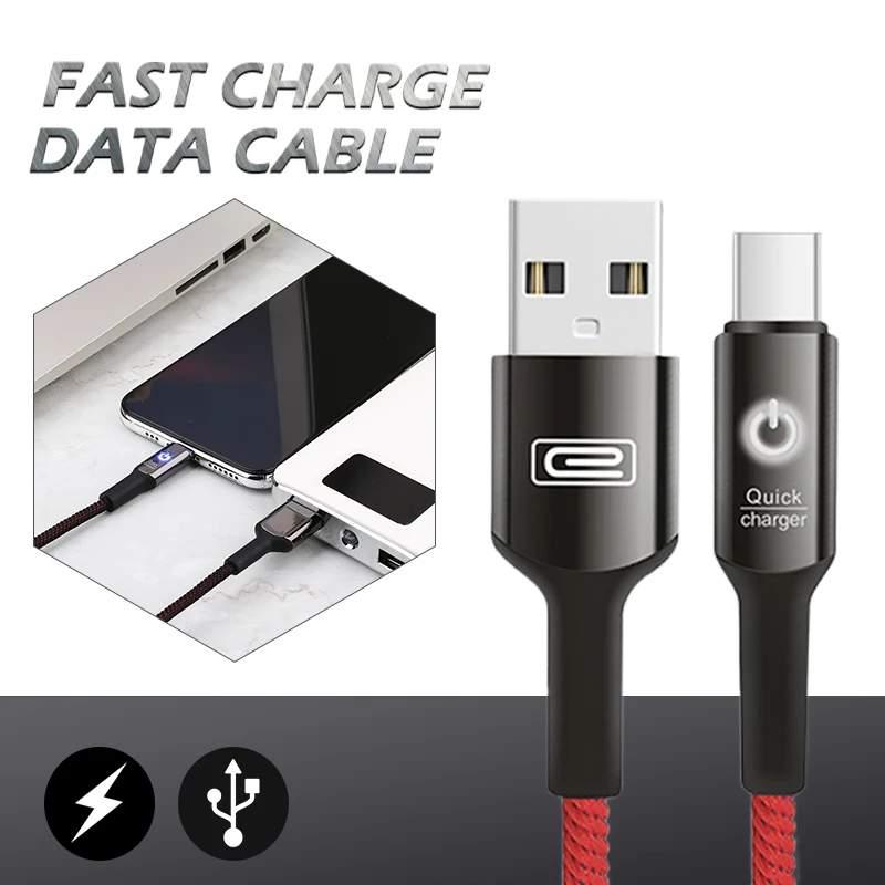

TYPE-C Data Cable Intelligent Power Off LED Durable TYPE-C Charger Cable Connection 2.4A 1m Power Supply