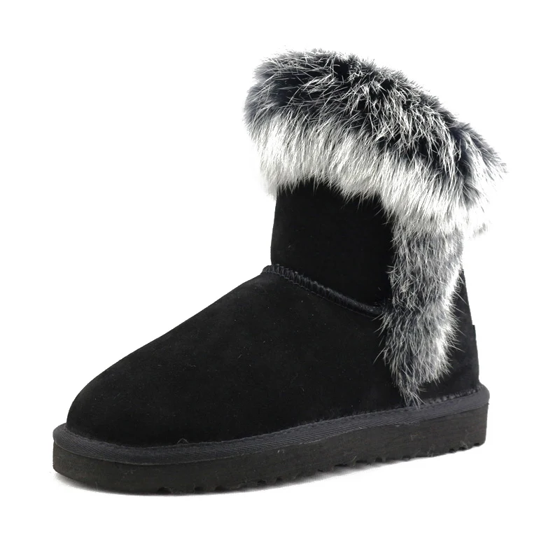 Buy New Genuine Leather Women's Snow Boots Real Rabbit