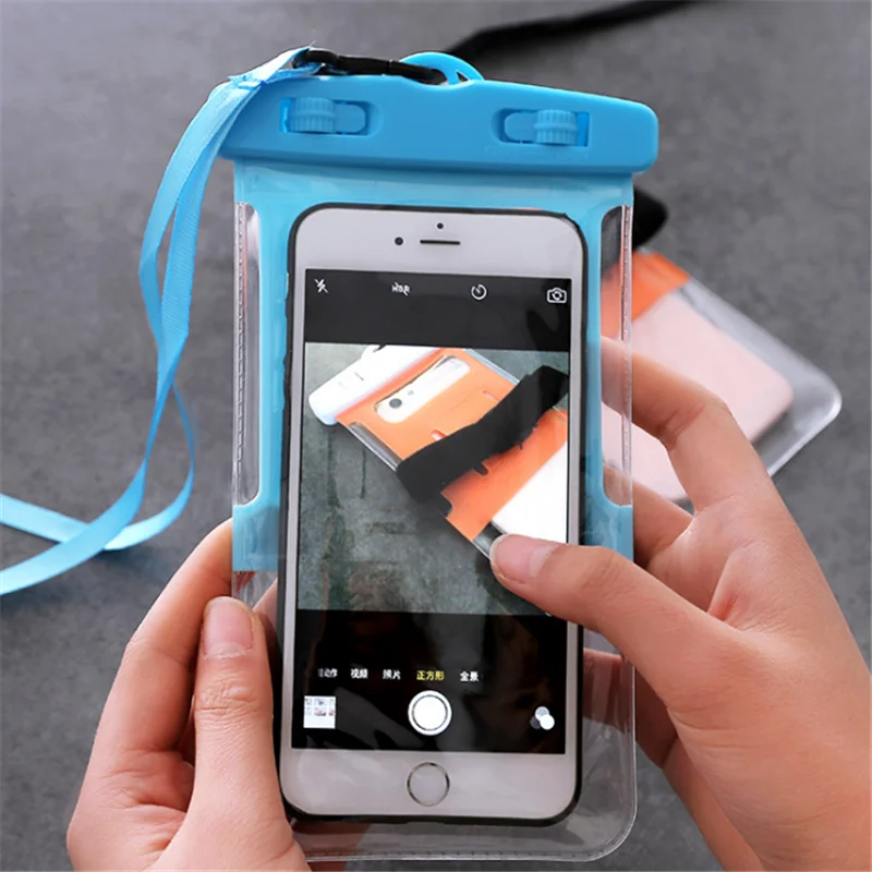 UVR Transparan Layar Terjamah Tahan Debu Tahan Air Tas Ponsel Kantong Tas Ponsel Tali Case untuk Iphone X 7 8 Plus Berenang menggunakan