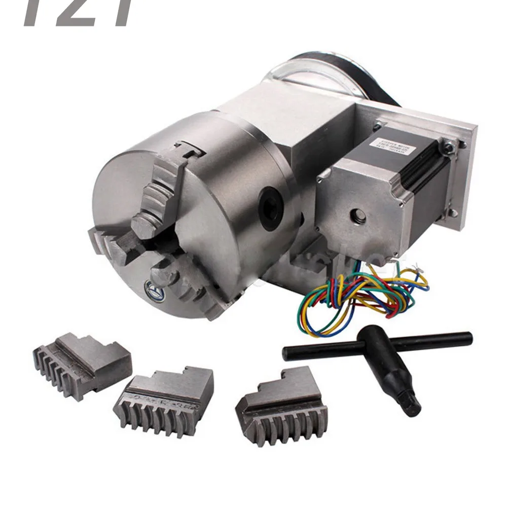 

2018 CNC 4th Axis Hollow Shaft Rotary Table Router Rotational Axis 3 Jaw diameter 100mm Chuck