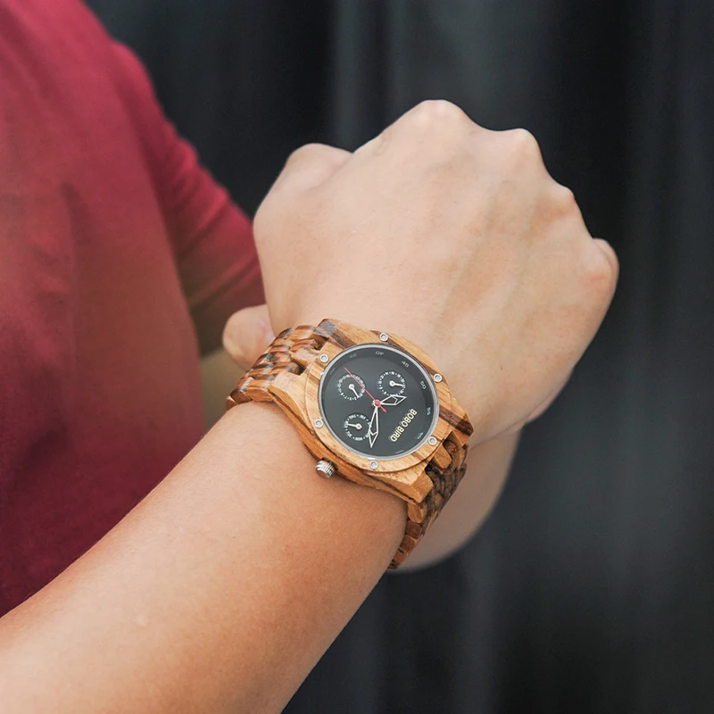 BOBO BIRD V-N11 High Quality Luxury Watches Men All Zebra Wood Quartz Wristwatch for Male as Gift relojes hombre