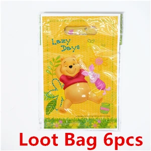 Loot bag 6pcs Дисней, Винни Пух, поросенок тигр, детский набор для украшения дня рождения, вечерние принадлежности, детский набор для вечеринки на день рождения, принадлежности для мероприятий - Цвет: Loot bag 6pcs