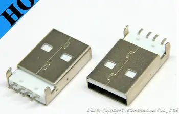 

50pcs USB 2.0 Connector type A Male standard USB jack USB male Sockets USB male Plugs , Flat pin, white color ,free shipping